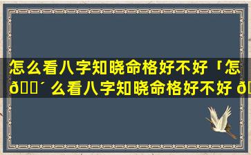 怎么看八字知晓命格好不好「怎 🌴 么看八字知晓命格好不好 🦢 呢」